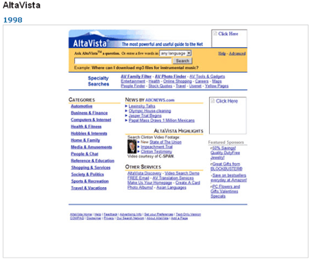 AltaVista home page