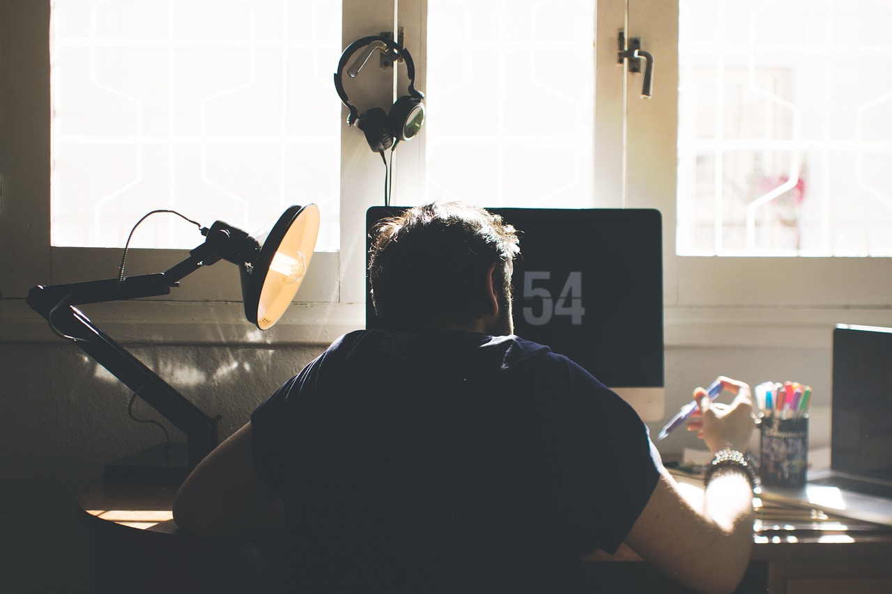 man working from home