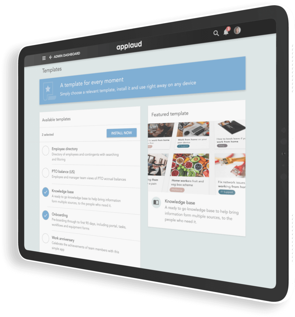 Applaud template installation is quick and easy